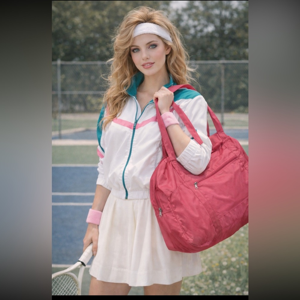 Chic Pink 80s Style Jane Fonda Women's Workout Gym Tote Bag
